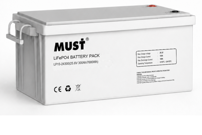 Bateria de lítio MUST LP15-24300 · 25,6 V · 300 Ah