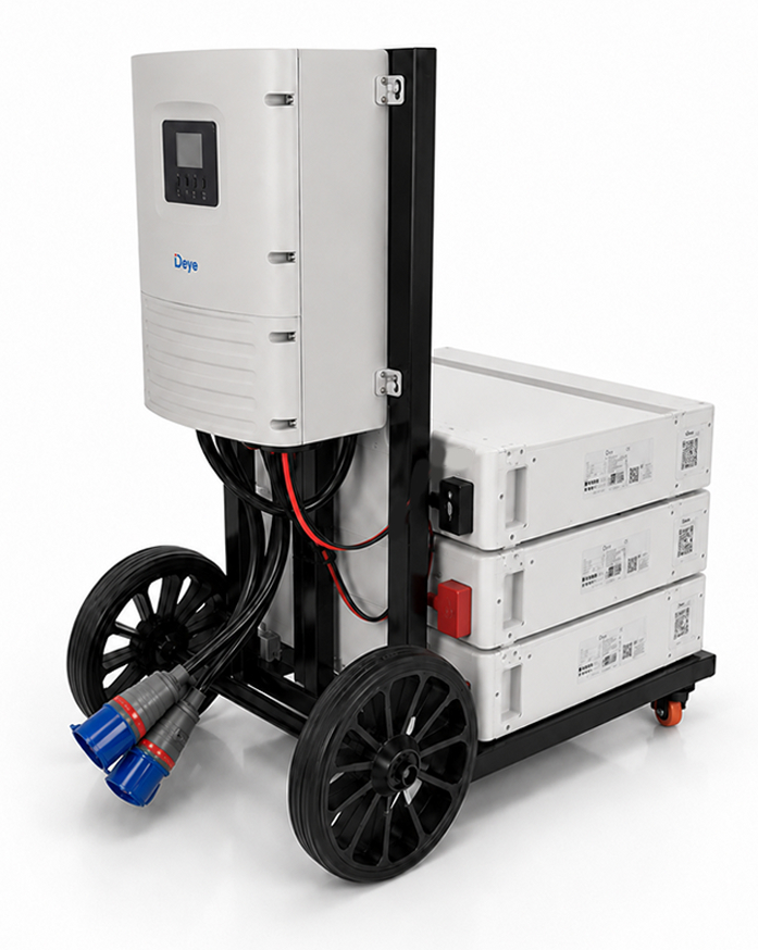 Gerador solar portátil Deye · 6 kW · 3 baterias · sem módulos
