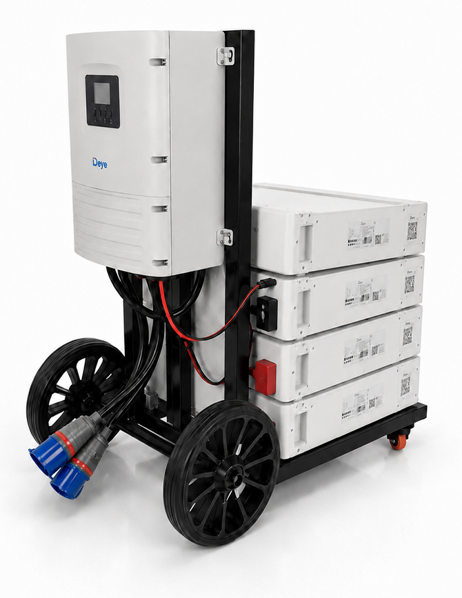 Gerador solar portátil Deye · 6 kW · 4 baterias · sem módulos