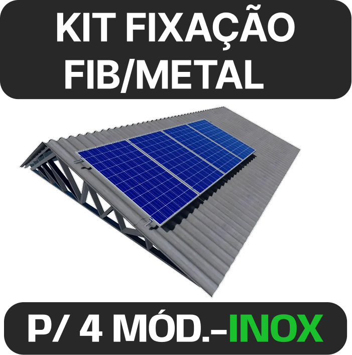 Kit para telha de fibrocimento · inox/metal · 4 módulos