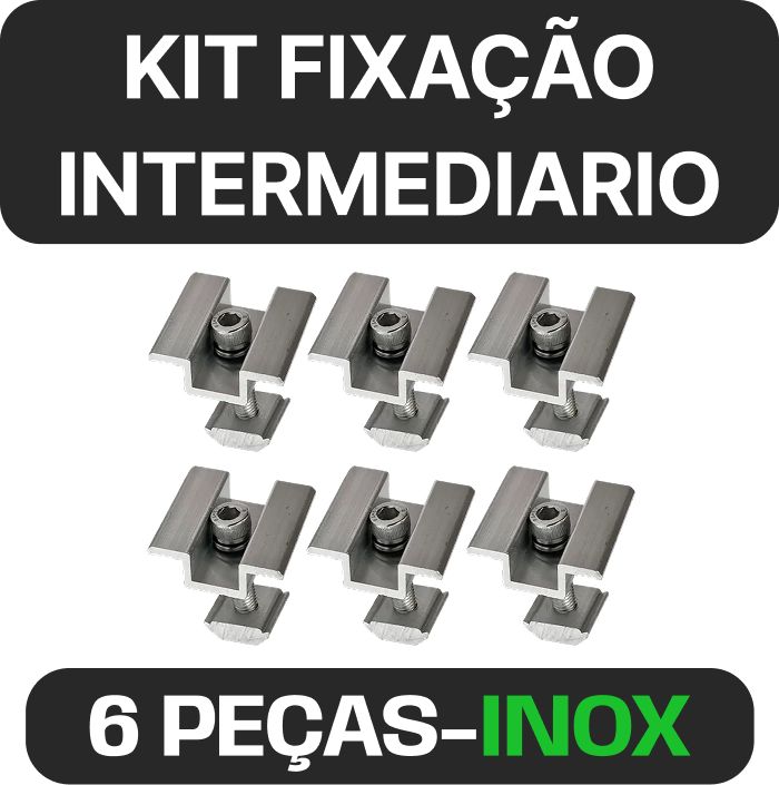 Kit de grampos intermediários com parafuso inox · 6 unidades