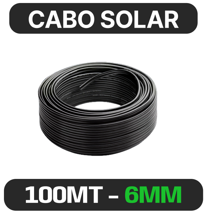Cabo solar 6 mm² · preto · 100 m