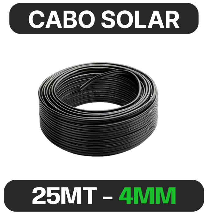 Cabo solar 4 mm² · preto · 25 m