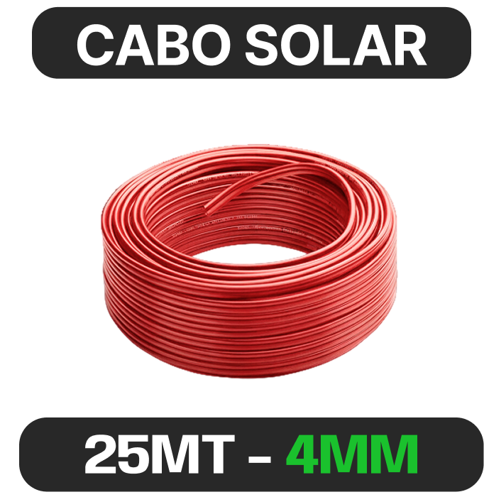 Cabo solar 4 mm² · vermelho · 25 m